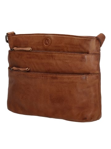 HIDE & STITCHES Leder-Umhängetasche in Braun - (B)26 x (H)20 x (T)5 cm