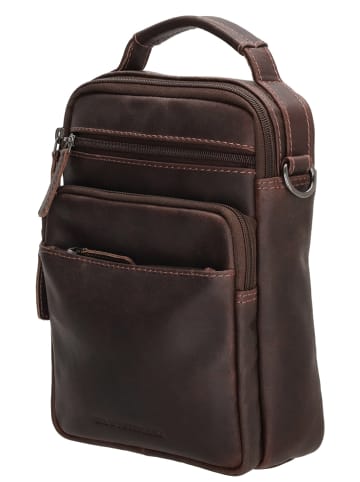 HIDE & STITCHES Leren schoudertas bruin - (B)18 x (H)23 x (D)8 cm