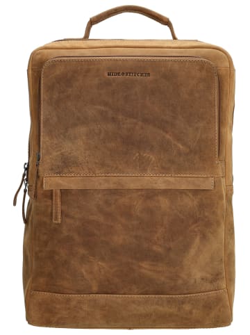 HIDE & STITCHES Skórzany plecak w kolorze jasnobrązowym - 30 x 40 x 10 cm