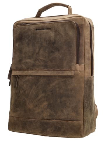 HIDE & STITCHES Leder-Rucksack in Braun - (B)30 x (H)40 x (T)10 cm