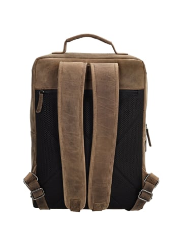 HIDE & STITCHES Leder-Rucksack in Braun - (B)30 x (H)40 x (T)10 cm