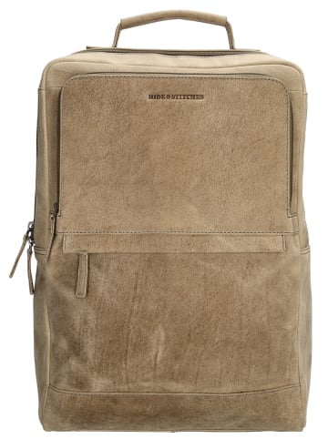 HIDE & STITCHES Leder-Rucksack in Beige - (B)30 x (H)40 x (T)10 cm