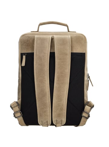 HIDE & STITCHES Leder-Rucksack in Beige - (B)30 x (H)40 x (T)10 cm