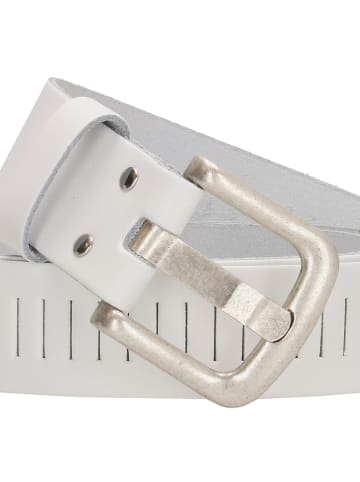 HIDE & STITCHES Skórzany pasek w kolorze białym - 115 cm