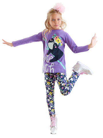 Denokids 2-delige outfit "Cute Sloth" paars