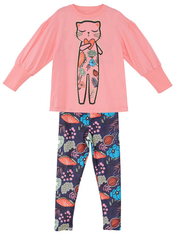 Denokids 2tlg. Outfit "Romantic Cat" in Rosa/ Dunkelblau