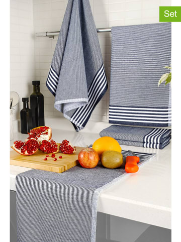 Elizabed 5-delige set: theedoeken blauw