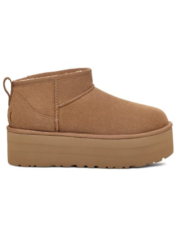 UGG Lammfell-Ankleboots "Ultra Mini" in Hellbraun
