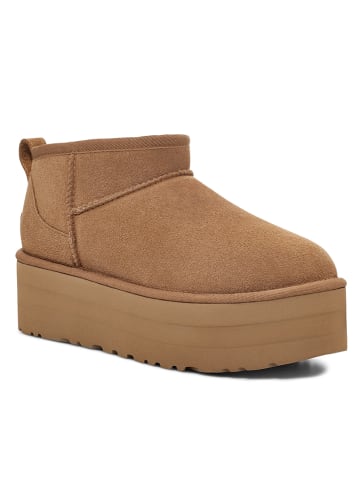 UGG Lammfell-Ankleboots "Ultra Mini" in Hellbraun