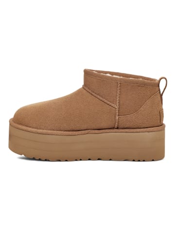 UGG Lammfell-Ankleboots "Ultra Mini" in Hellbraun
