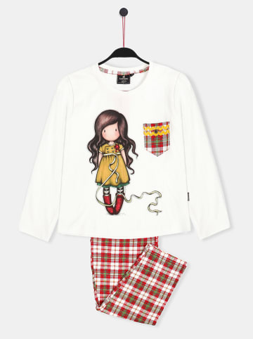 admas Pyjama in Weiß/ Rot