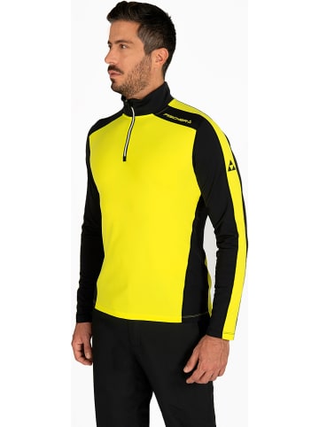 Fischer Fleecepullover "Golm" in Gelb/ Schwarz