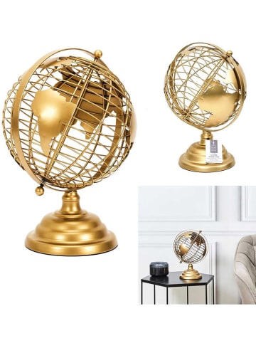 The Concept Factory Decoratieve wereldbol goudkleurig - (H)28 x Ø 20,5 cm