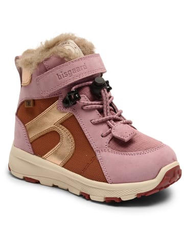 bisgaard Leder-Winterboots in Hellbraun/ Rosa