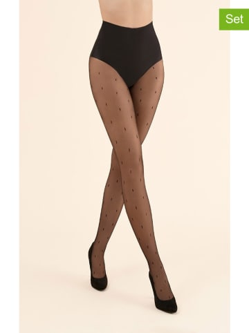 Gabriella 2-delige set: panty's "Navel" zwart - 20 denier