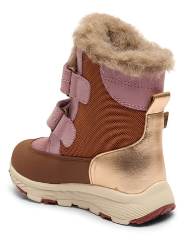 bisgaard Leder-Winterboots in Hellbraun/ Gold