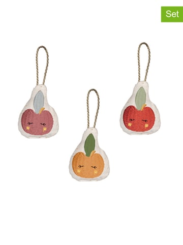 FABELAB 3er-Set: Weihnachtsschmuck "Apple" in Creme/ Bunt - (H)8 cm