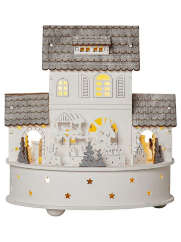 STAR Trading LED-Weihnachtsdekoration "Grauberg" in Weiß - (L)19 x (B)17,5 x (H)17,5 cm