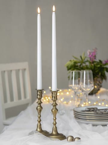 STAR Trading 2er-Set: LED-Kerzen "Flamme Slim" in Weiß - (L)38 cm