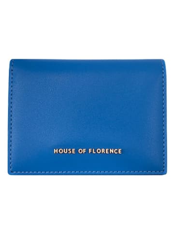 HOUSE OF FLORENCE Leder-Kartenetui in Blau - (B)11 x (H)8 cm
