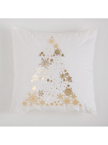 mint Deco Poszewka "Christmas Arbre" w kolorze biało-złotym na poduszkę