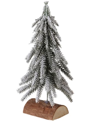 Boltze Deko-Weihnachtsbaum in Grün/ Weiß/ Braun - (H)24 cm