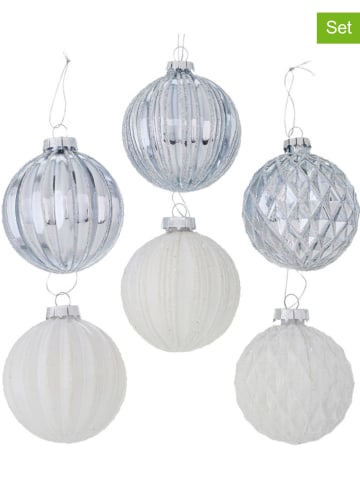 Boltze 12er-Set: Weihnachtskugeln "Felipa" in Hellblau/ Weiß - Ø 8 cm