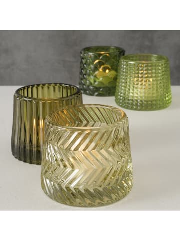 Boltze 4-delige set: theelichthouders "Sabena" groen - (H)7 cm