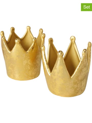 Boltze Świeczniki (2 szt.) "Crowny" w kolorze złotym - 11 cm