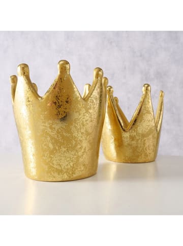 Boltze 2er-Set: Teelichthalter "Crowny" in Gold - (H)11 cm