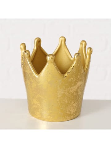 Boltze 2-delige set: theelichthouders "Crowny" goudkleurig - (H)11 cm