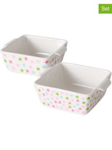 Boltze 2-delige set: ovenschalen "Holy" wit/meerkleurig - (B)12 x (H)10 cm