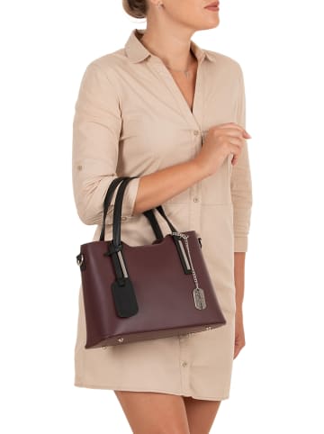 Anna Morellini Leder-Henkeltasche "Dalila" in Bordeaux - (B)28 x (H)22 x (T)8 cm