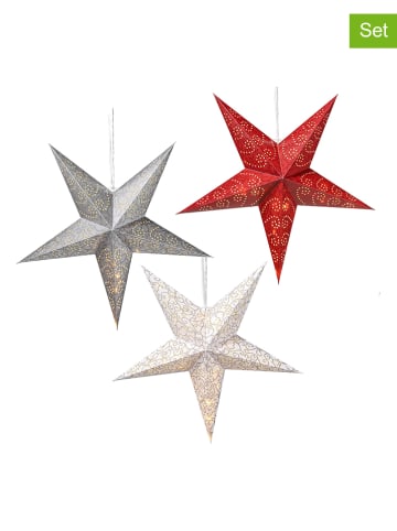 Profiline 3-delige set: decoratieve ledlampen rood/zilverkleurig/wit - Ø 60 cm