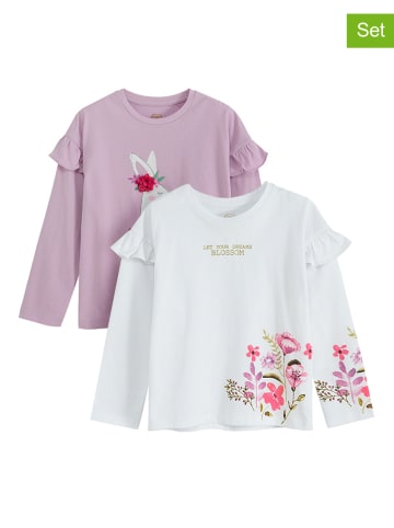 COOL CLUB 2-delige set: longsleeves paars/wit