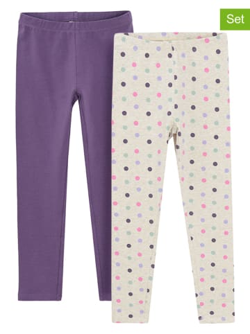 COOL CLUB 2er-Set: Leggings in Lila/ Creme