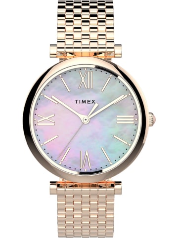 Timex Zegarek kwarcowy w kolorze złotym ze wzorem