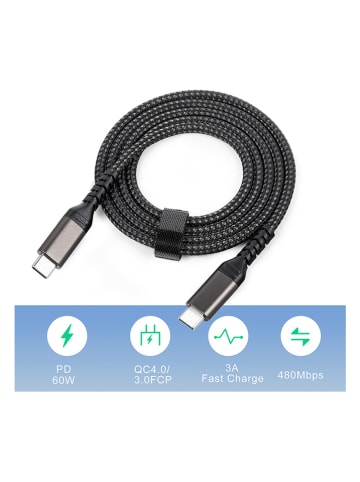 SmartCase USB-C-Kabel in Schwarz - (L)2 m