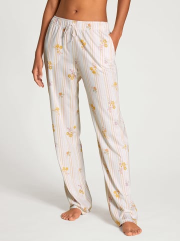Calida Spodnie piżamowe w kolorze kremowo-żółtym
