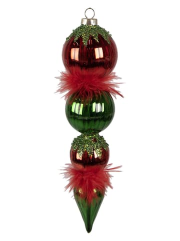 Clayre & Eef Kerstbal rood/groen - (H)23 x Ø 6 cm