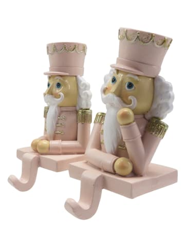 Clayre & Eef 2-delige set: kerstsok-haken lichtroze