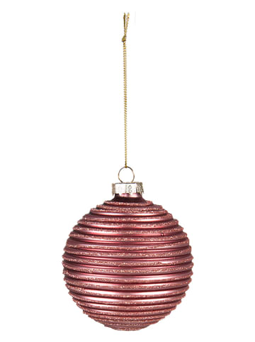 Clayre & Eef 4-delige set: kerstballen lichtroze - Ø 8 cm