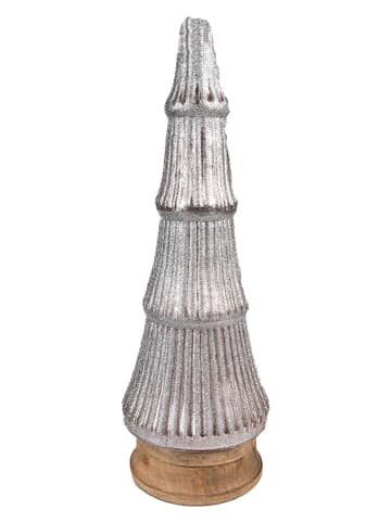 Clayre & Eef Decoratieve figuur "Kerstboom" zilverkleurig - (H)44 x Ø 15 cm