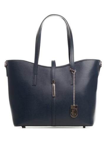 Lucca Baldi Leren schoudertas "Montecarlo" donkerblauw - (B)36 x (H)27 x (D)14 cm