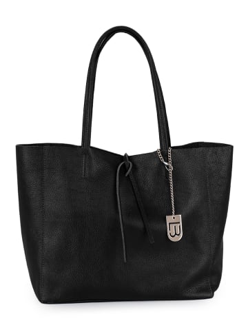 Lucca Baldi Leder-Schultertasche "Spoleto" in Schwarz - (B)34 x (H)28 x (T)14 cm