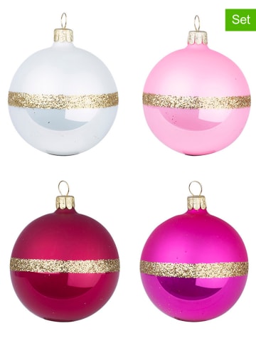 Overbeck and Friends 12-delige set: kerstballen wit/lichtroze/roze - Ø 7 cm
