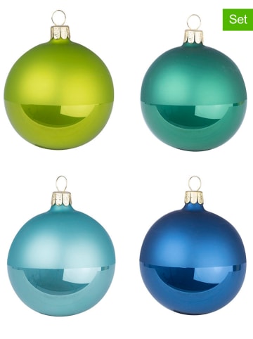 Overbeck and Friends 12er-Set: Christbaumkugeln in Grün/ Blau - Ø 7 cm