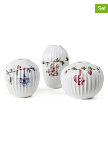 Kähler 3er-Set: Vasen "Hammershøi Christmas" in Weiß - (H)8,5 x Ø 3 cm