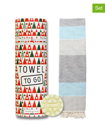 Towel to Go 2tlg. Set: "Christmas Wellness & Spa" in Hellblau/ Grau