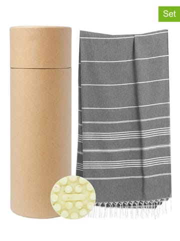 Towel to Go 2tlg. Set: "Wellness & Spa" in Grau
